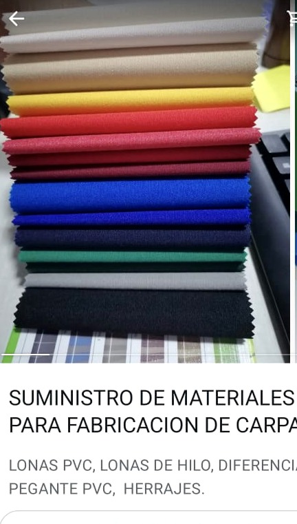 Muestras de telas y lonas en distintos colores