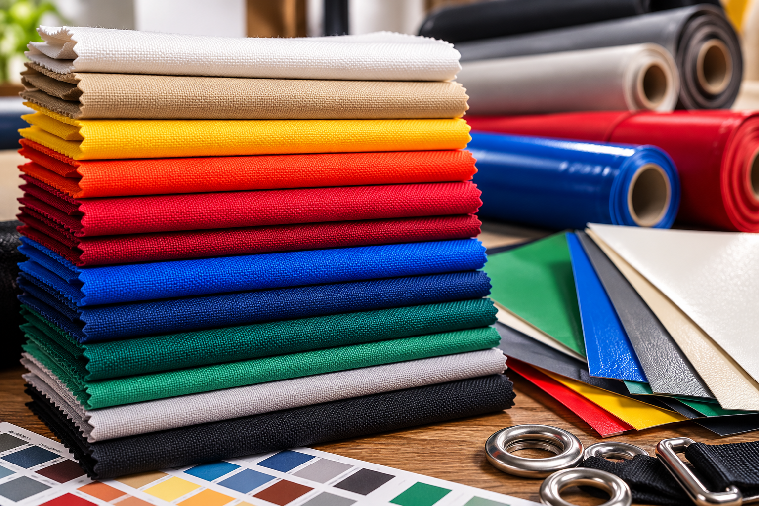 Muestras de telas y lonas en distintos colores